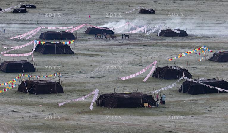 藏地玉树地区黑牦牛帐篷